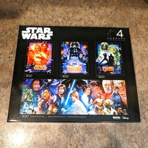 NEW Star Wars 4 Puzzles in One Sealed Disney Buffalo Puzzles
